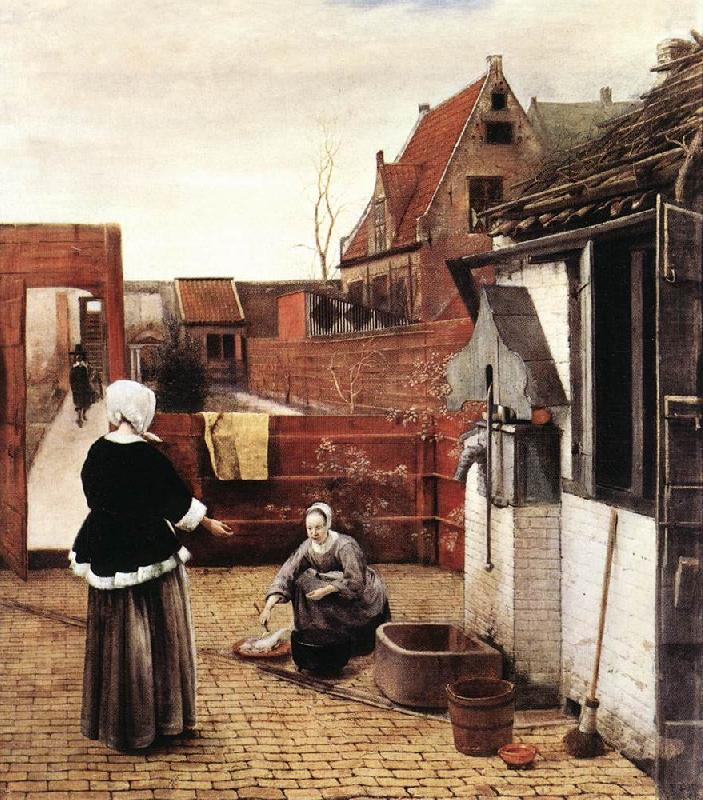 HOOCH, Pieter de Woman and Maid in a Courtyard st